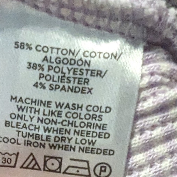 Loft short sleeve plaid pattern size med shirt in white and lilac color. - Picture 5 of 5